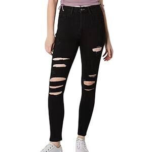 Arizona Women's Ripped Curvy Fit Skinny Fit Black Jean Size 00